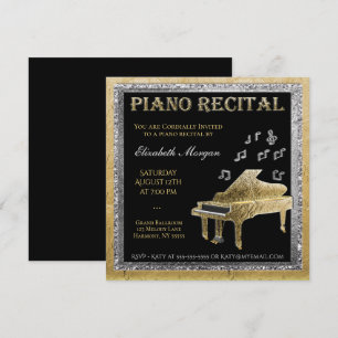 Invitation Piano Considérant Or et argent