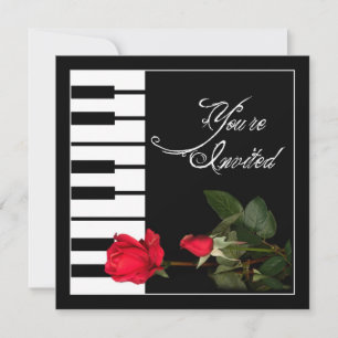 Invitation Piano Keys/Red Roses