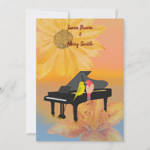 Invitation Piano Parrots Dreamflower Sunset Mariage