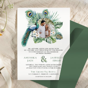 Invitation Pic indien tropical Floral en un seul Mariage