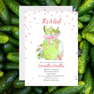 Invitation Pickle Milkshake Pink Bow Girl Baby shower