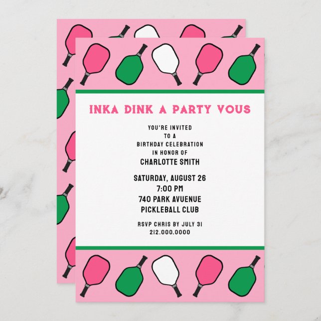 Invitation Pickleball (Devant / Derrière)