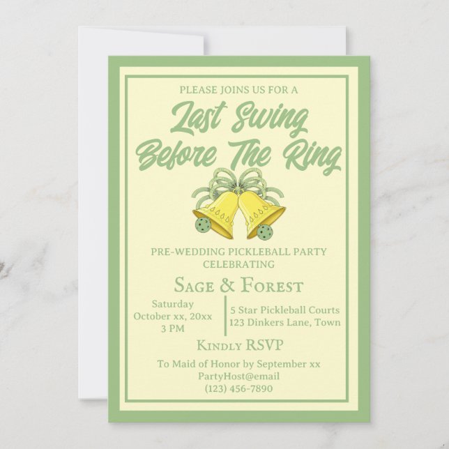 Invitation Pickleball Dernière swing avant la sage de l'annea (Devant)