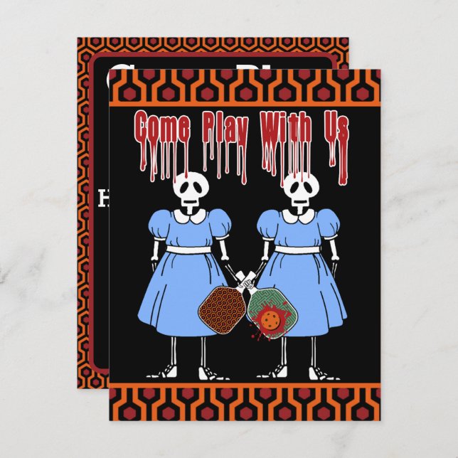 Invitation Pickleball Halloween Costume fête Horreur jumeaux (Devant / Derrière)