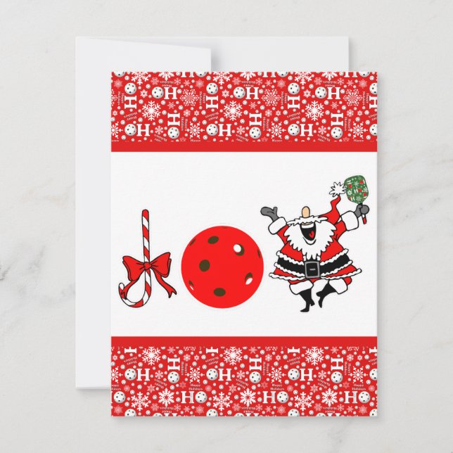 Invitation Pickleball Joie Noël Party Red and White Père Noël (Devant)