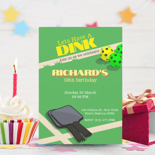 Invitation Pickleball Thème Sport Diner Anniversaire Fête