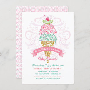 Invitation Pickles et glace Crème fille Baby shower Invitatio