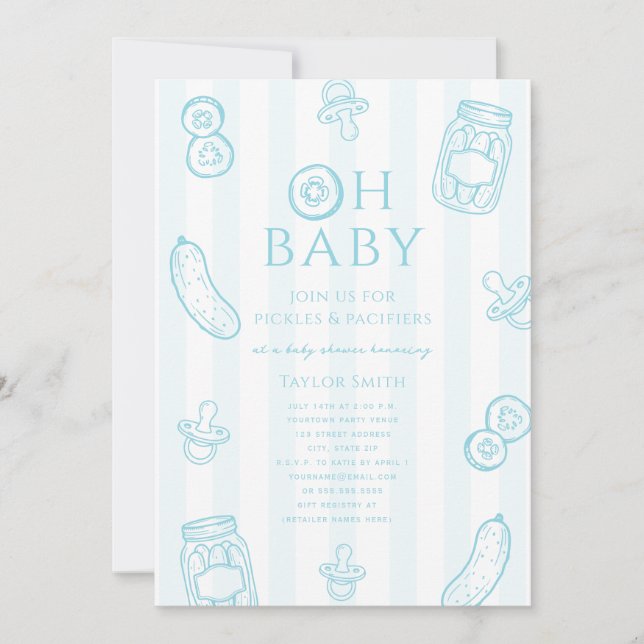 Invitation Pickles & Pacifiers Garçon Baby Shower (Devant)