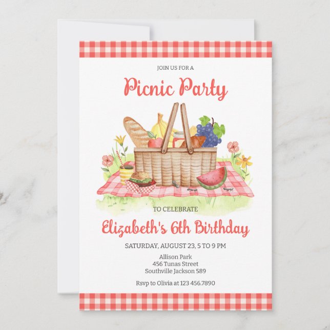 Invitation Picnic Birthday Party (Devant)