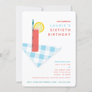Invitation Picnic Cocktail Outdoor BBQ Party Custom