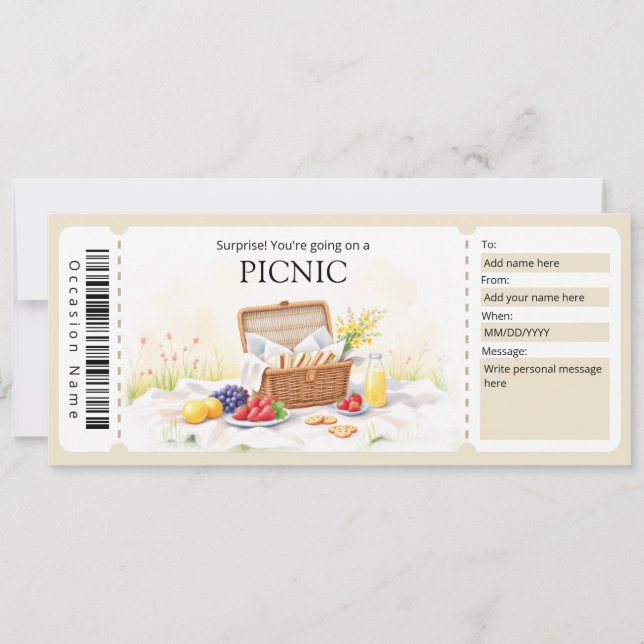 Invitation Picnic Gift Certificate (Devant)