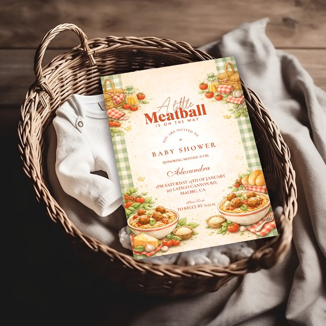 Invitation Picnic Green Gingham Little Meatball Baby Shower (Créateur téléchargé)