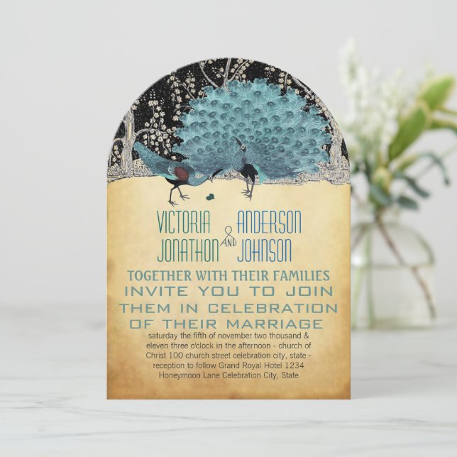 Invitation Pics d'or et de noir dans la forêt (Debout devant)