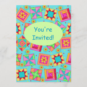 Invitation Pièce à patchs vert turquoise