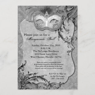 Invitation Pièce argentée de Halloween de costume de masque