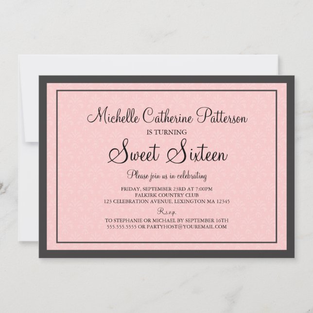 Invitation Pièce officielle traditionnelle en Sweet sixteen r (Devant)