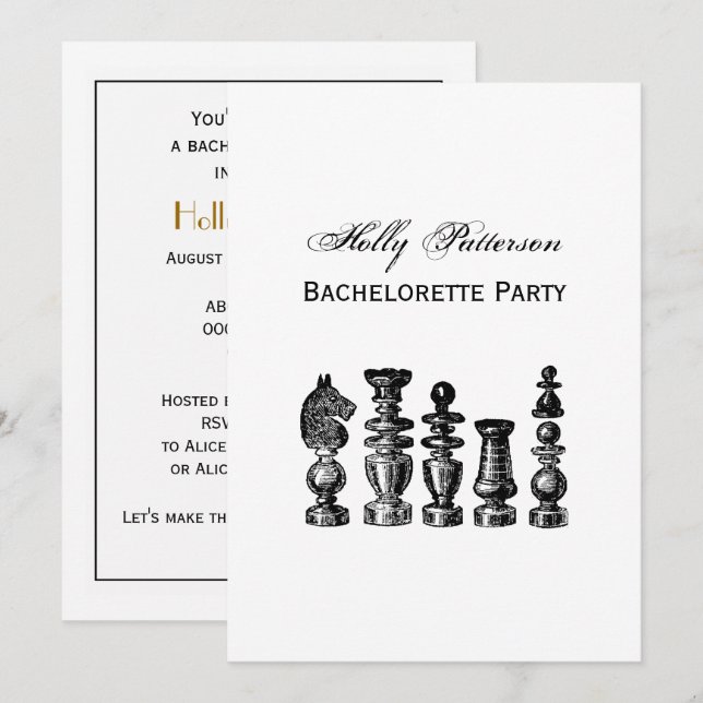 Invitation Pièces de jeu d'échecs Art vintage (Devant / Derrière)
