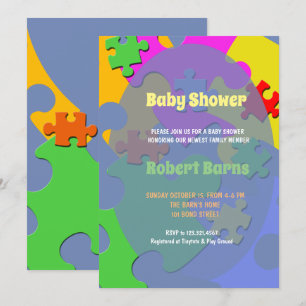 Invitation Pièces de puzzle Baby shower garçon