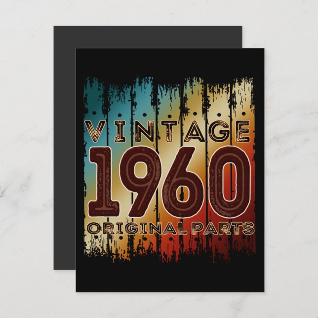 invitation pièces d'origine vintage 1960 (Devant / Derrière)