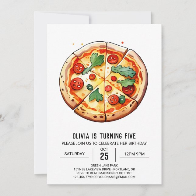 Invitation Pied de page Pizza imprimable Anniversaire (Devant)