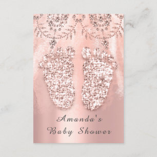 Invitation Pieds baby shower Silver Girl Royal Rose Diamond