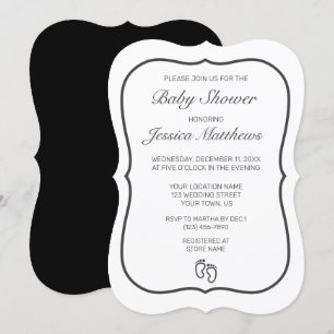 Invitation Pieds de Baby shower blanc minimaliste moderne