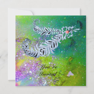 Invitation PIEDS DE DIAMONDE, éclats d'or vert violet