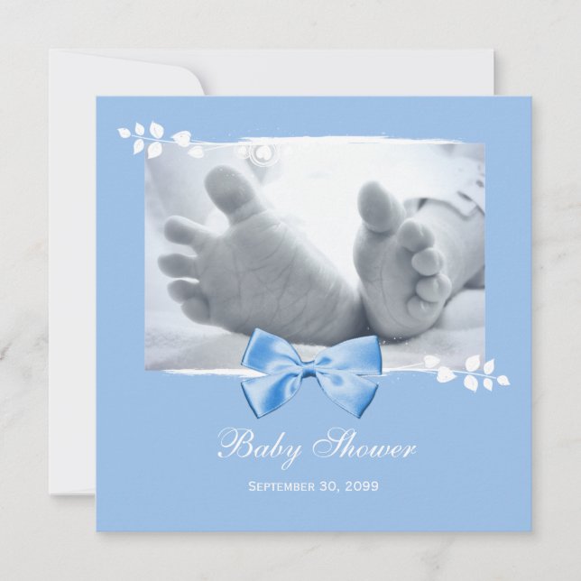 Invitation Pieds élégants de bébé de baby shower de garçon (Devant)