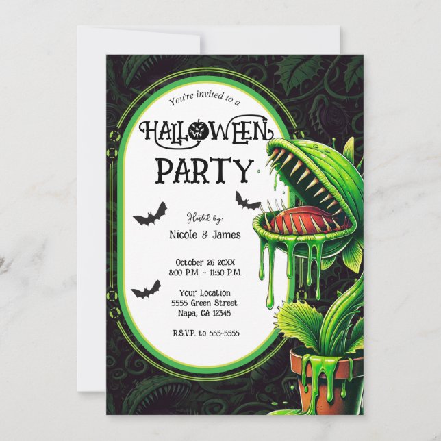 Invitation Piège de Vénus Slime Vert Soirée Halloween  (Devant)