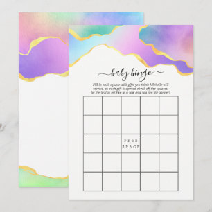Invitation Pierre d'Agate Arc-en-Ciel Bingo de Baby Shower de