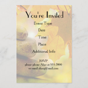 Invitation Pierre de méditation zen et Feuilles de l'érable