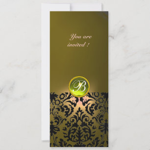 Invitation PIERRE GEMME MONOGRAMME DAMASK jaune