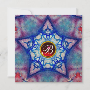 INVITATION PIERRE GEMME RUBIS ROUGE ÉTOILE BLEUE ABSTRAITE MO