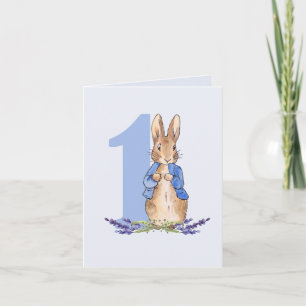 Invitation Pierre le lapin 1er anniversaire bleu