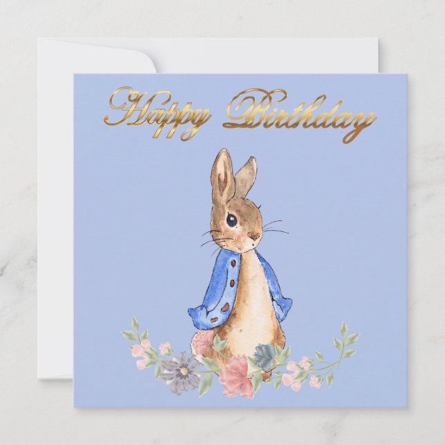 Invitation Pierre le Lapin avec texte Joyeux Anniversaire en  (Devant)