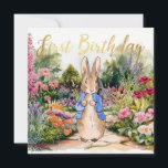 Invitation Pierre le lapin dans son jardin 1er anniversaire<br><div class="desc">Pierre le lapin dans son jardin</div>