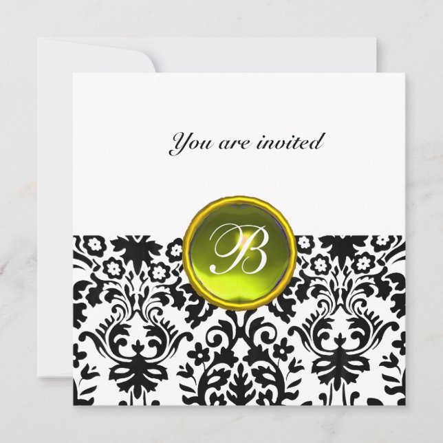 Invitation Pierre précieuse GEMME DAMASK monogramme topaze ja (Devant)