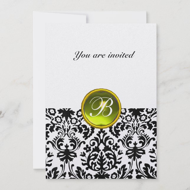 Invitation Pierre précieuse GEMME DE DAMAS en monogramme topa (Devant)