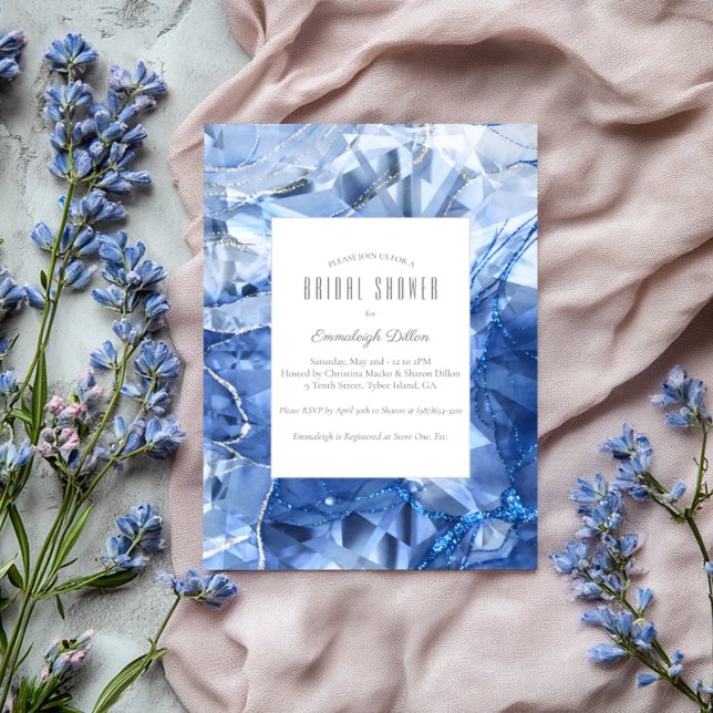 Invitation Pierre précieuse Saphir Bleu Coupe Mariage (Créateur téléchargé)