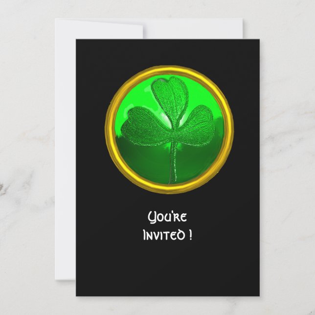 INVITATION PIERRE PRÉCIEUSE TRÈFLE VERT, FÊTE DE LA SAINT-PAT (Devant)