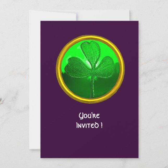 INVITATION PIERRE PRÉCIEUSE TRÈFLE VERT, FÊTE DE LA SAINT-PAT (Devant)