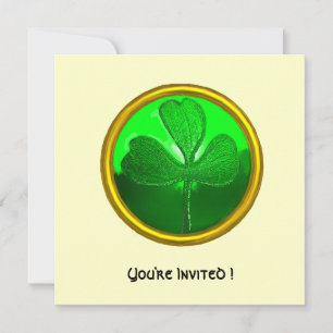 INVITATION PIERRE PRÉCIEUSE TRÈFLE VERT, FÊTE DE LA SAINT-PAT