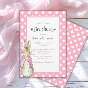 Invitation Pierre rose Baby shower Rabbit