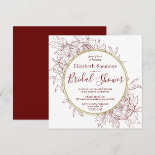 Invitation Pierre rouge foncé Floral Fête des mariées en toil