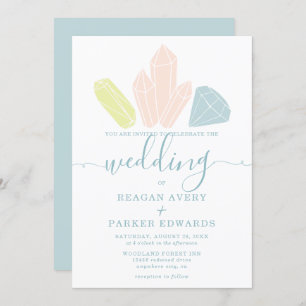 Invitation Pierres de Gem Elegant Pastel Mariage Bleu