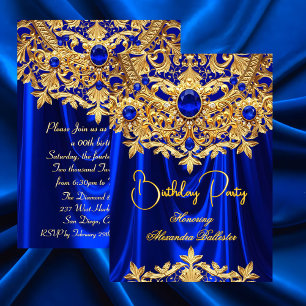 Invitation Pierres précieuses bleues élégantes Fête d'anniver