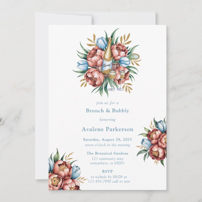 Invitation Pierres romantiques & Tulipes Brunch & Bubbly (Devant)