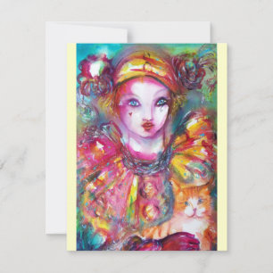 Invitation PIERROT AVEC CAT / Mardi Gras Masquerade Party