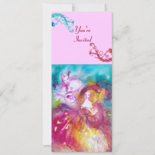 Invitation PIERROT ET ARLECCHINA Carnaval vénitien,