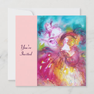 Invitation PIERROT ET ARLECCHINA Carnaval vénitien,